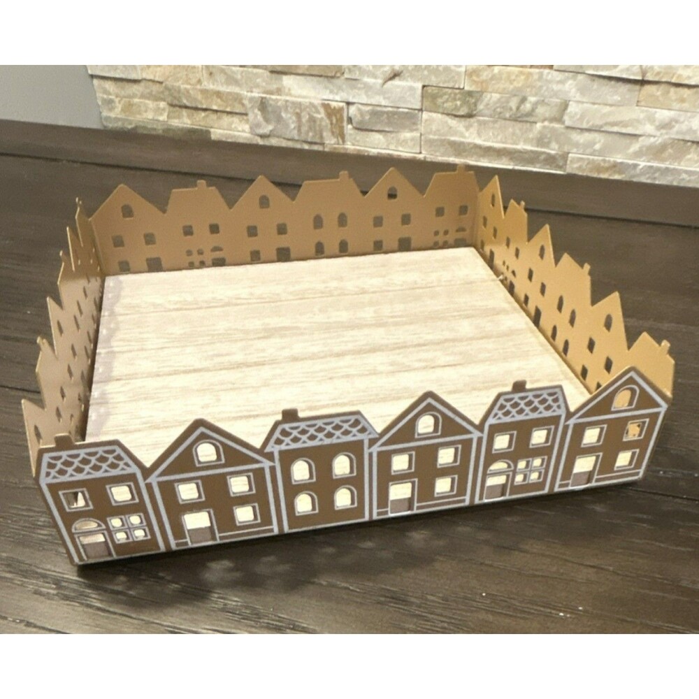 Ashland Christmas Gingerbread Wood Tray Holiday Collectible